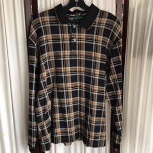 R&R casuals long sleeve polo shirt Sz L